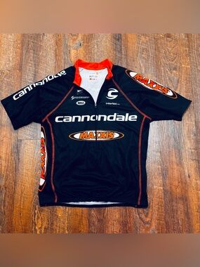 Cannondale Men’s Black & Orange Cycling Jersey with Maxxis Logos